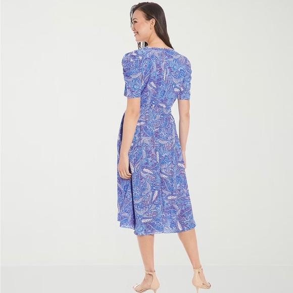 Maggy London Int’l short sleeve Paisley midi-fit and flare dress. - Picture 3 of 3